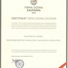 Apokalipsa - certyfikat