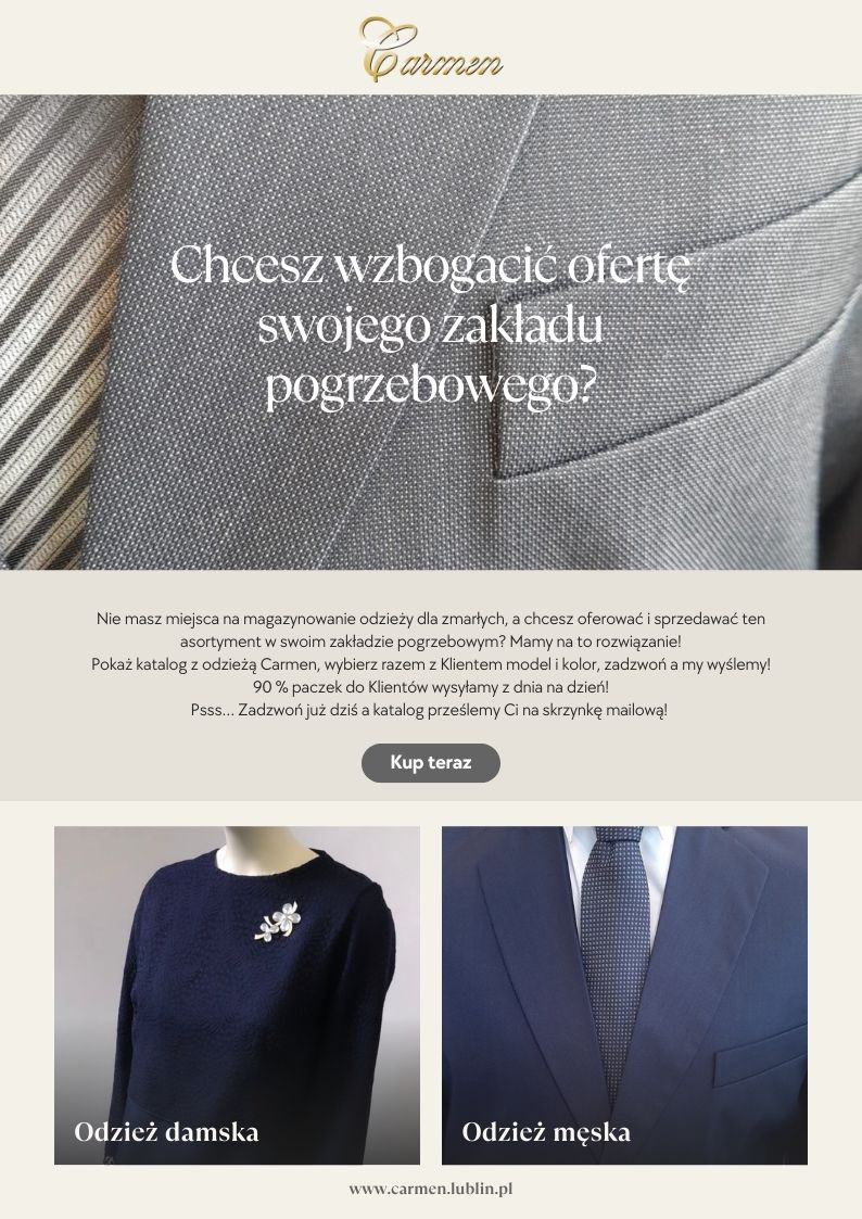 Odzież żałobna Carmen Lublin oferta odzieży żałobnej Lublin