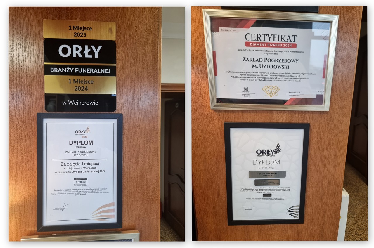 wyróżnienia dla zakładu pogrzebowego uzdrowski w wejherowie
