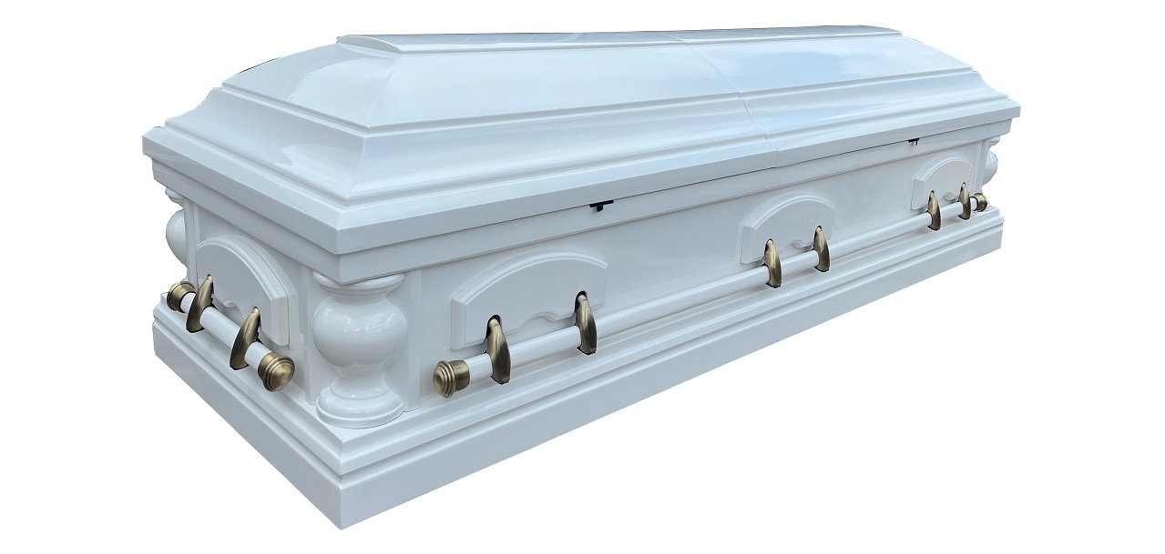 białe trumny pogrzebowe