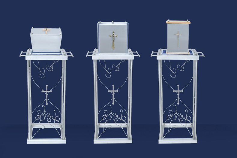 katafalki pod urny ze stali nierdzewnej